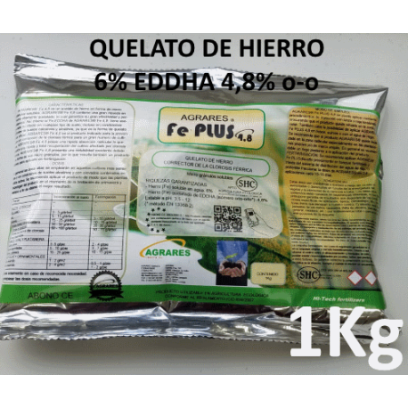 Quelato de hierro EDDHA 6% orto-orto fertilizante hierro para plantas amarillas
